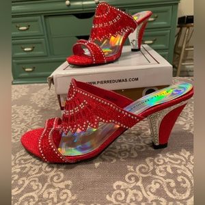 Pierre Dumas red glitter and rhinestone dress shoes.  NIB.  Size 8.